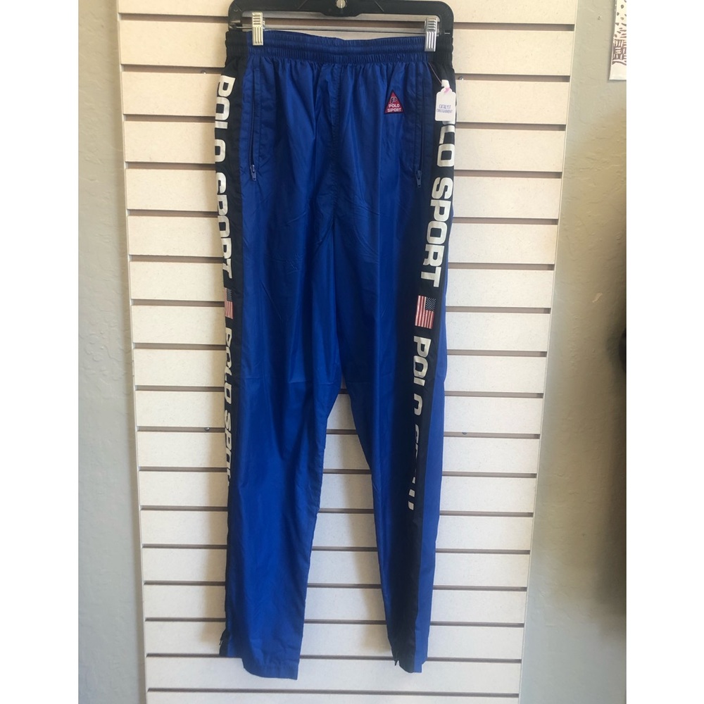 Polo Sport Vintage Blue Track pants with elastic waist and pockets. Size M